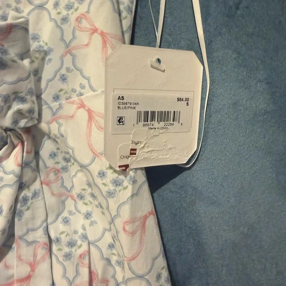 Altar'd State White Dress with Pink Bows and Blue Floral Print - Picture 7 of 7